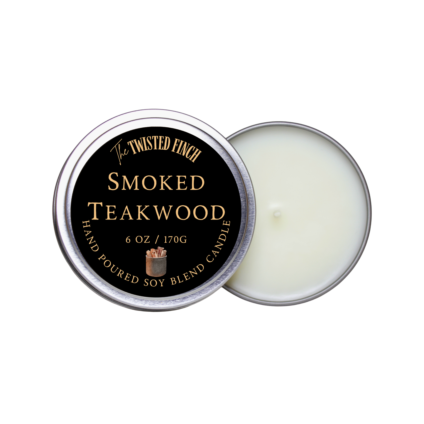 Smoked Teakwood Large Candle Tin