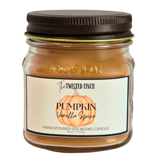 Pumpkin Vanilla Spice Mason Jar Candle