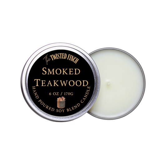 Smoked Teakwood Large Candle Tin