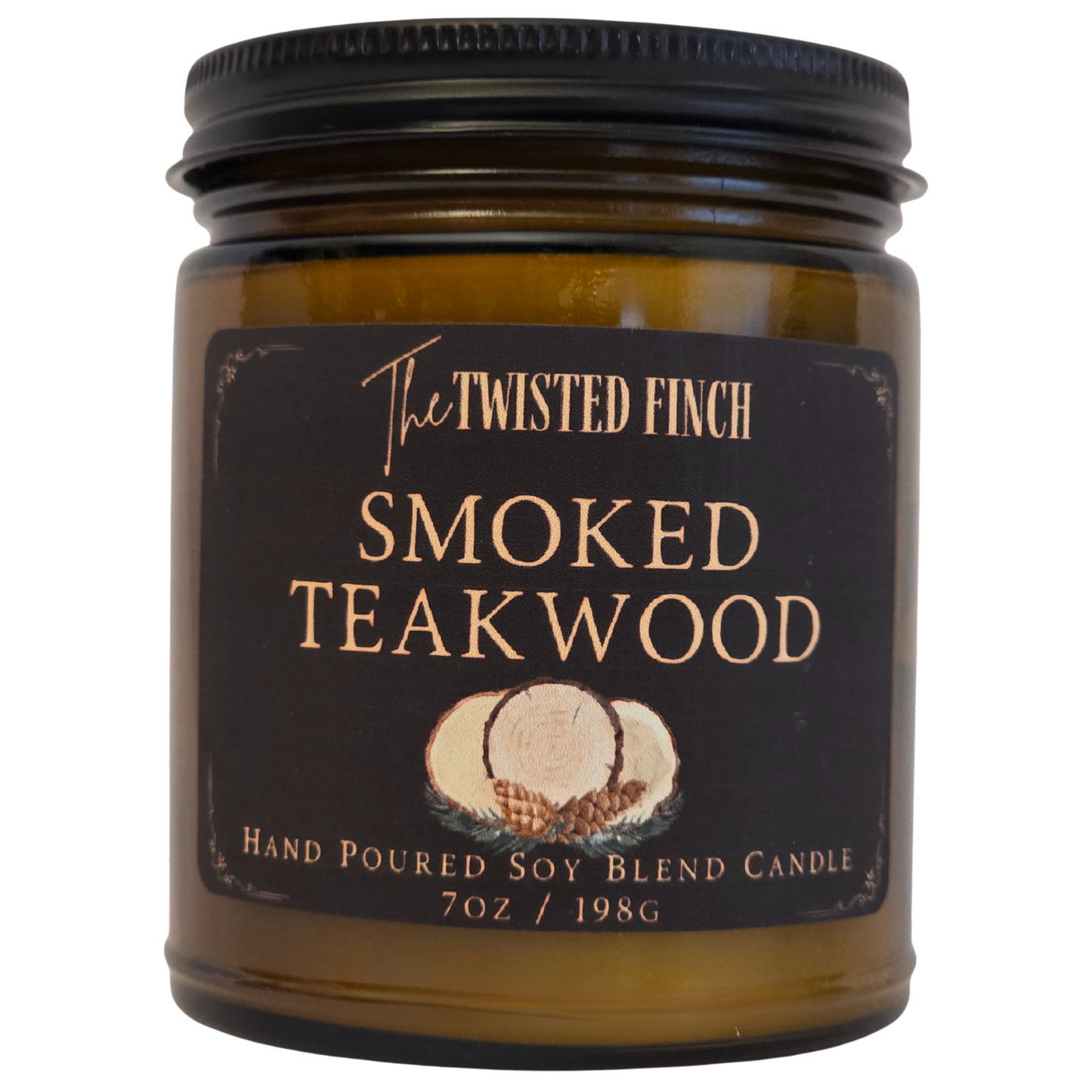 Smoked Teakwood Small Amber Jar Candle
