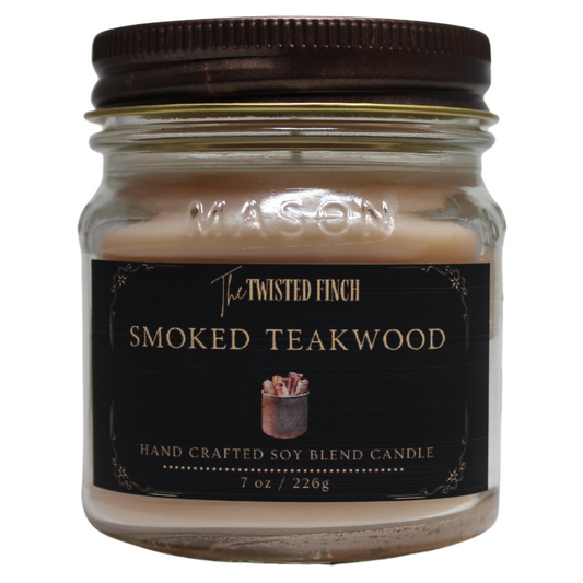 Smoked Teakwood Mason Jar Candle