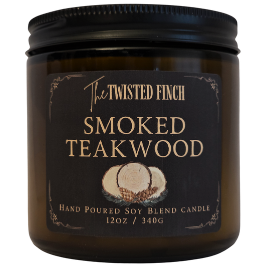 Smoked Teakwood Large Amber Jar Candle